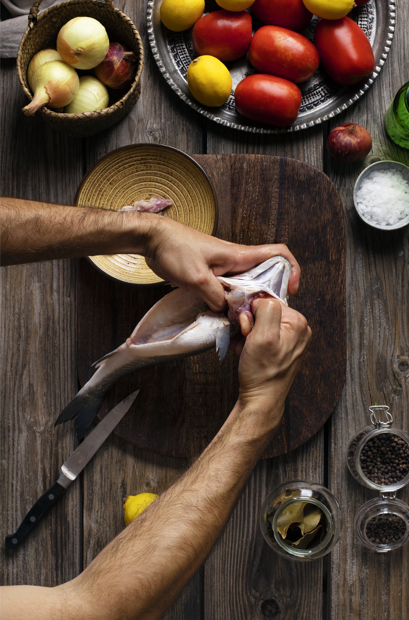 Close-up of hands preparing local ingredients